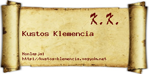 Kustos Klemencia névjegykártya